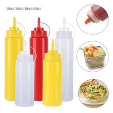 PLASTIC SAUCE BOTTLE SQUEEZE BOTTLES CONDIMENT DISPENSER KITCHEN BULK