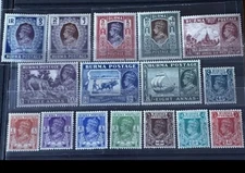 Burma Stamps  Scott 51-65 1938 KG VI  Mint Very Fine Complete Set
