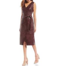 Genuine Leather Dress Stylish Burgundy Women Soft Lambskin Formal Handmade Dress