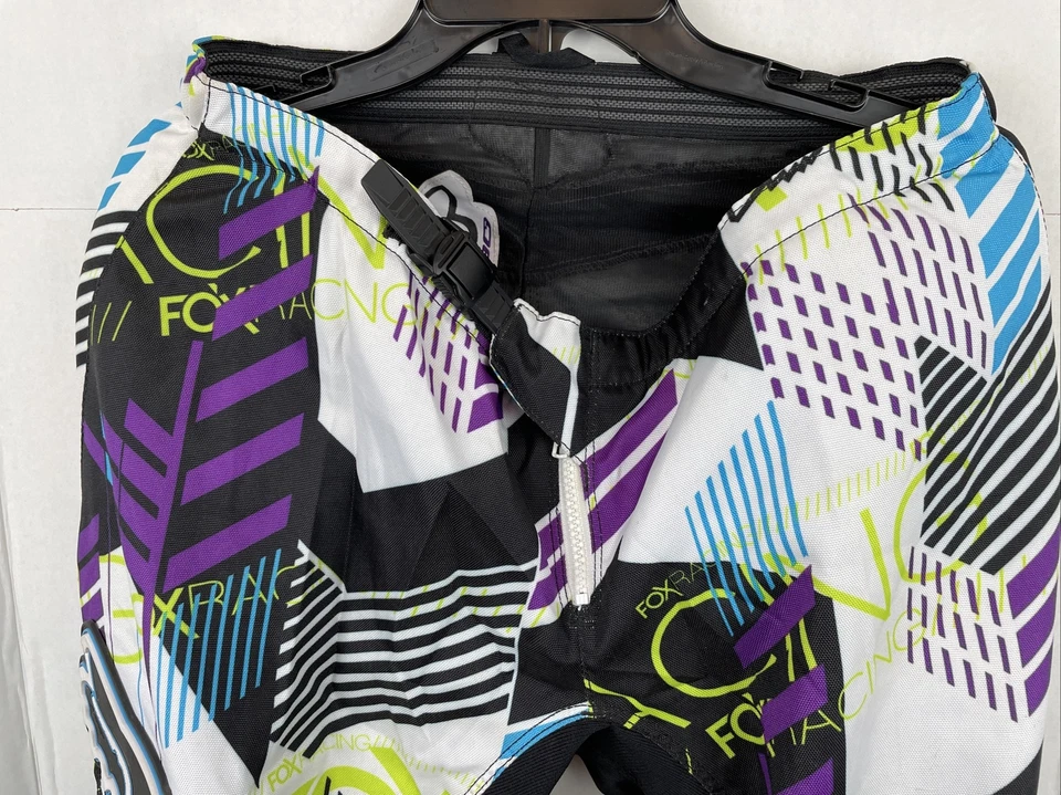 Pantalones Fox Racing 180 Motocross MX Racing con cinturón para mujer 11/12 negro blanco púrpura Foto 2 de 4