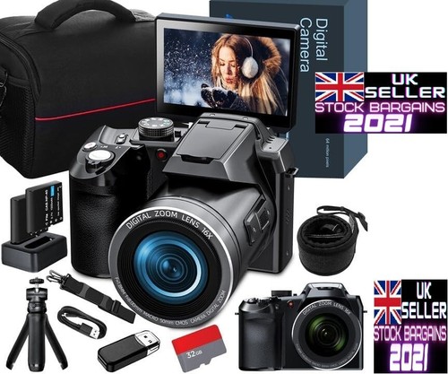 4K HD DSLR Digital Camera, 64MP 16X- 3’’ Flip Screen Vlogging Camera Kit (E550)