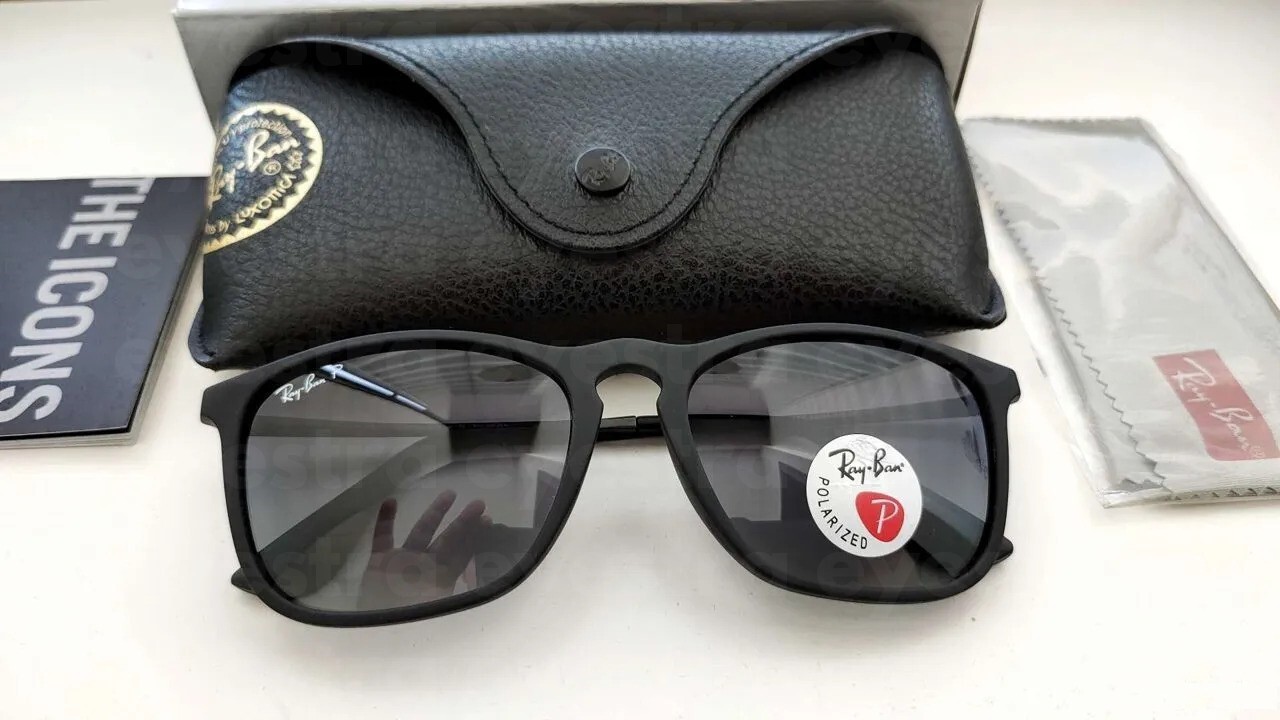 Ray-Ban Chris Polarised Sunglasses Black Frame Grey Gradient RB4187 622/T3 54mm