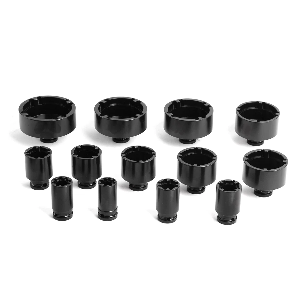 13Pcs 1/2" Drive Grooved Lock Nuts Socket Set With Internal Teeth 18MM-80MM Size - Image 3 of 4