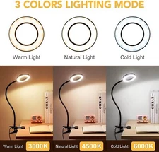 LED Clip On Desk Lamp Flexible Arm USB Dimmable Study Reading Table Light NEW