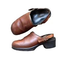 Ana Tech Shoes Women's Size 9/9.5 Brown Slingback Clogs 40 EU USA Buckle Comfort