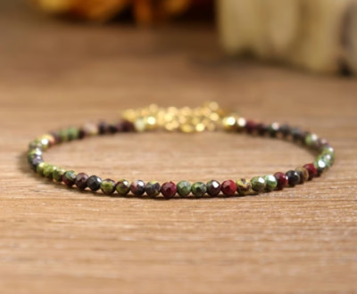 Bloodstone Jasper Bead Gemstone Dainty Healing Balance Women Bracelet Gifts