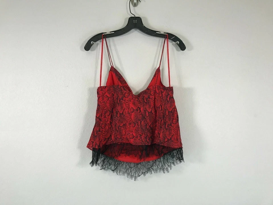 Regata Alice And Olivia Harmon cortina em camadas de seda - Feminina Tamanho M - Vermelha - Imagem 2 de 4