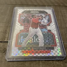 2022 Panini Prizm - Tier II Power Plaid Prizm #123 J.D. Martinez /75
