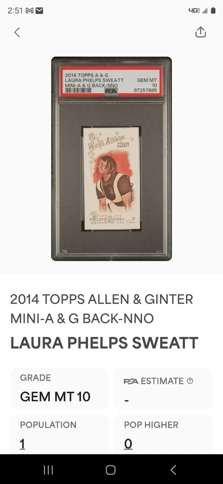 2014 🏀 Topps Allen & Ginter #6 Laura Phelps, Pop 1, PSA-10 - Image 3 of 3