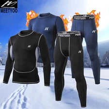 2 Sets Men's Long Johns Thermal Underwear for Winter Ski Fleece Lined Base Layer