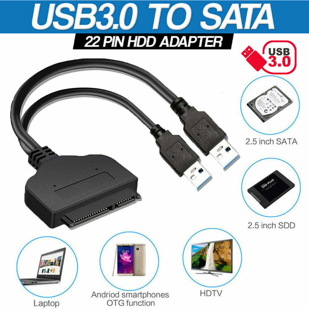 Adattatore Doppio Cavo USB Da Esterno Per SSD E Hard Disk, Convertitore Da USB A SATA 2.5''