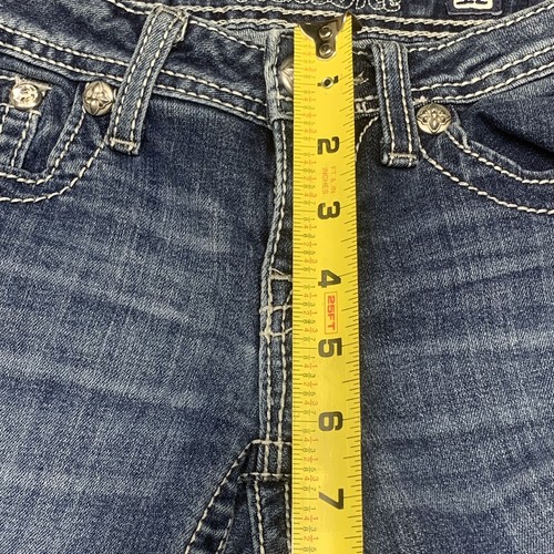 Miss Me Capris Girls 12 Blue Low Rise Jeans Embroidery Bling Jewel Saint JK6163P - Picture 9 of 10