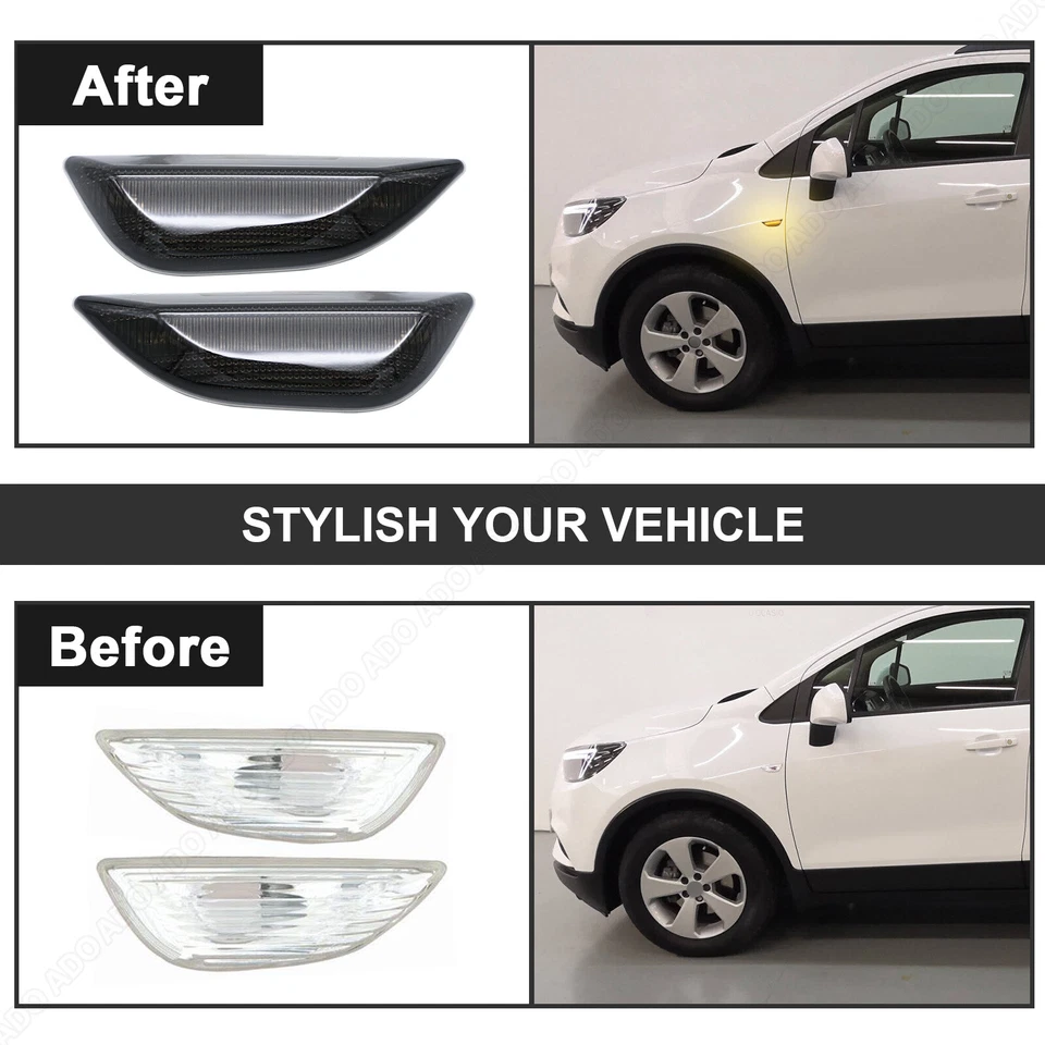 2x Intermitentes laterales LED para 2013-2019 Opel Mokka X Chevrolet Trax | Negro Foto 4 de 4