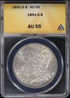 1891-S $1 Morgan Silver Dollar ANACS AU 55