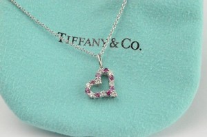 Tiffany Co Platinum Pink Ruby Diamond Heart Pendant In 18k White Gold Ebay