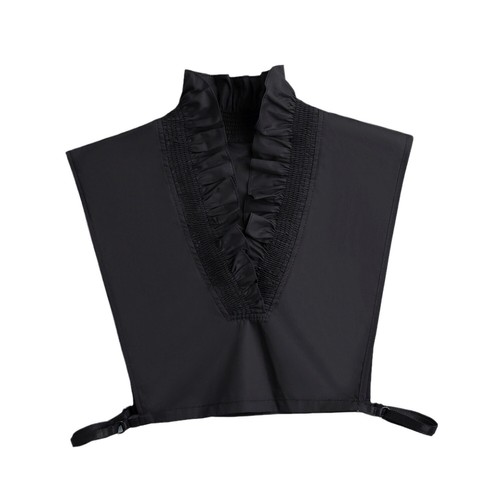 Womens Ruffled Fake Collar Dickey Collar Casual Stand Collar Half Shirt - Picture 6 of 26