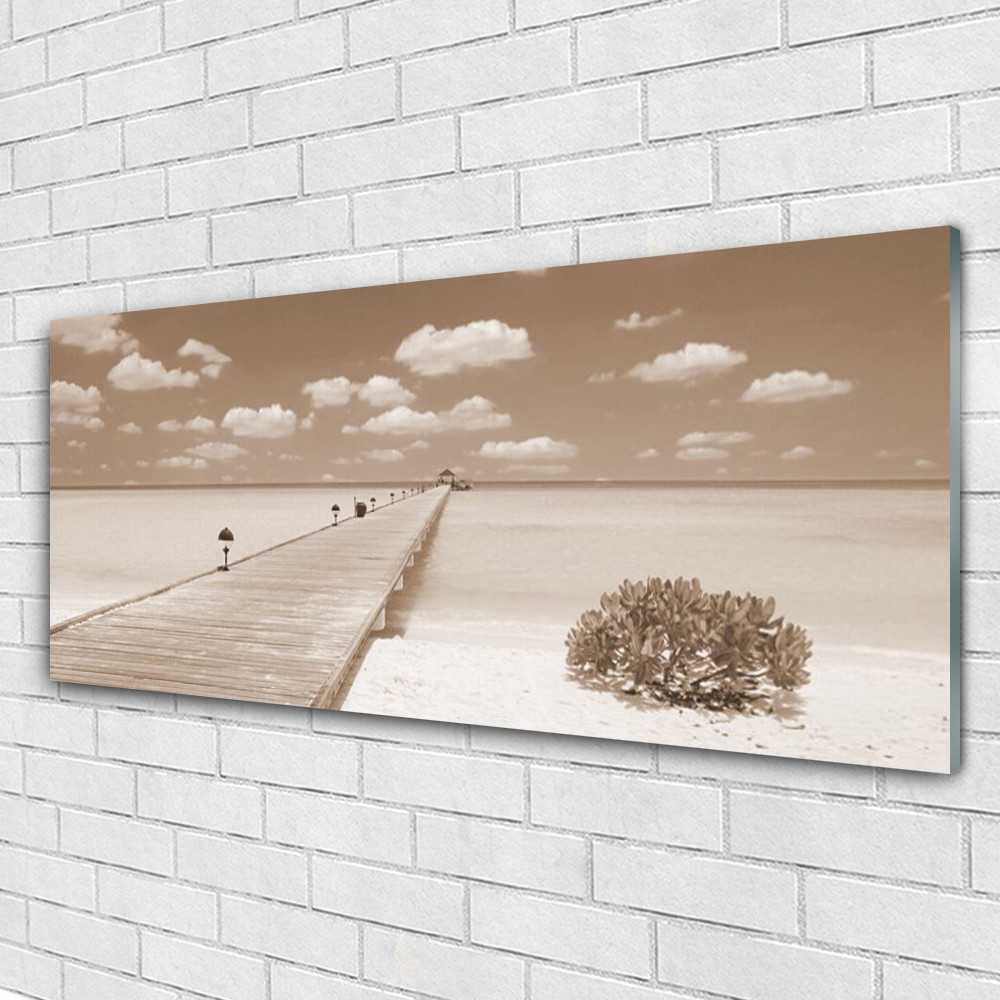 Tableau mural paysage mer déco acrylique Plexiglas 125x50 pour grand mur