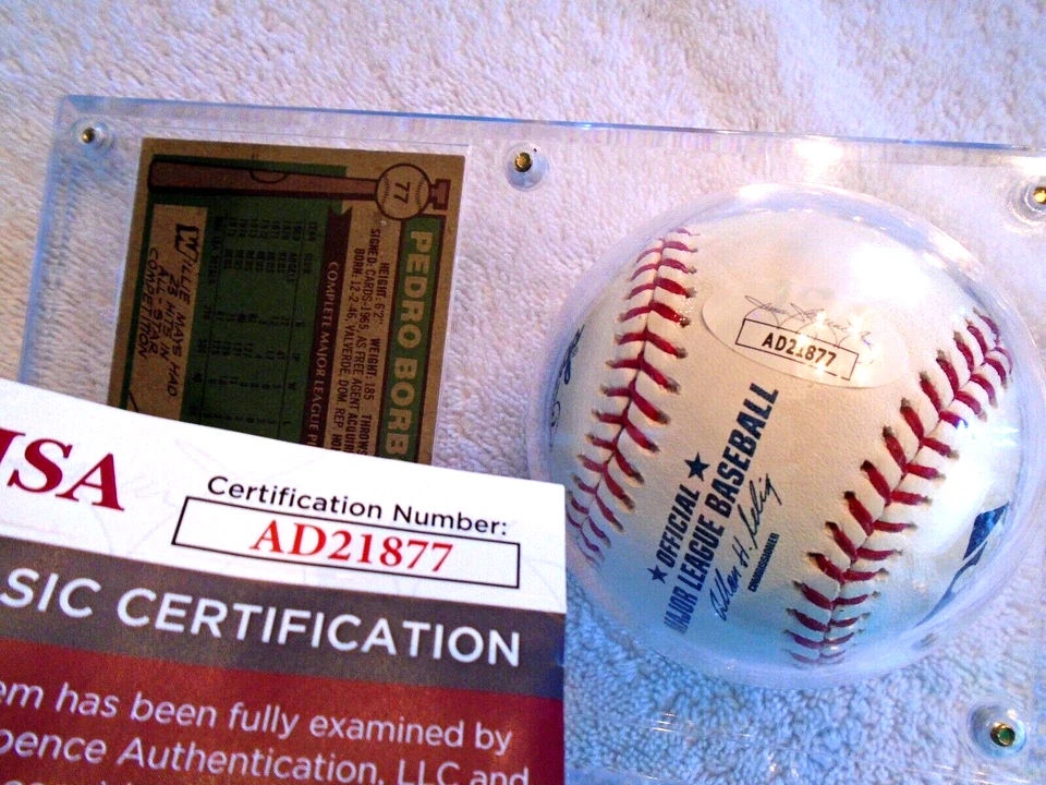 Cartão de beisebol PEDRO BORBON assinado da liga principal de beisebol com vermelhos não assinado - JSA autêntico - Imagem 2 de 3