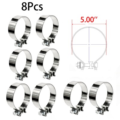5.00'' Band Clamps T430 Band Exhaust Clamps Universal New 8Pcs