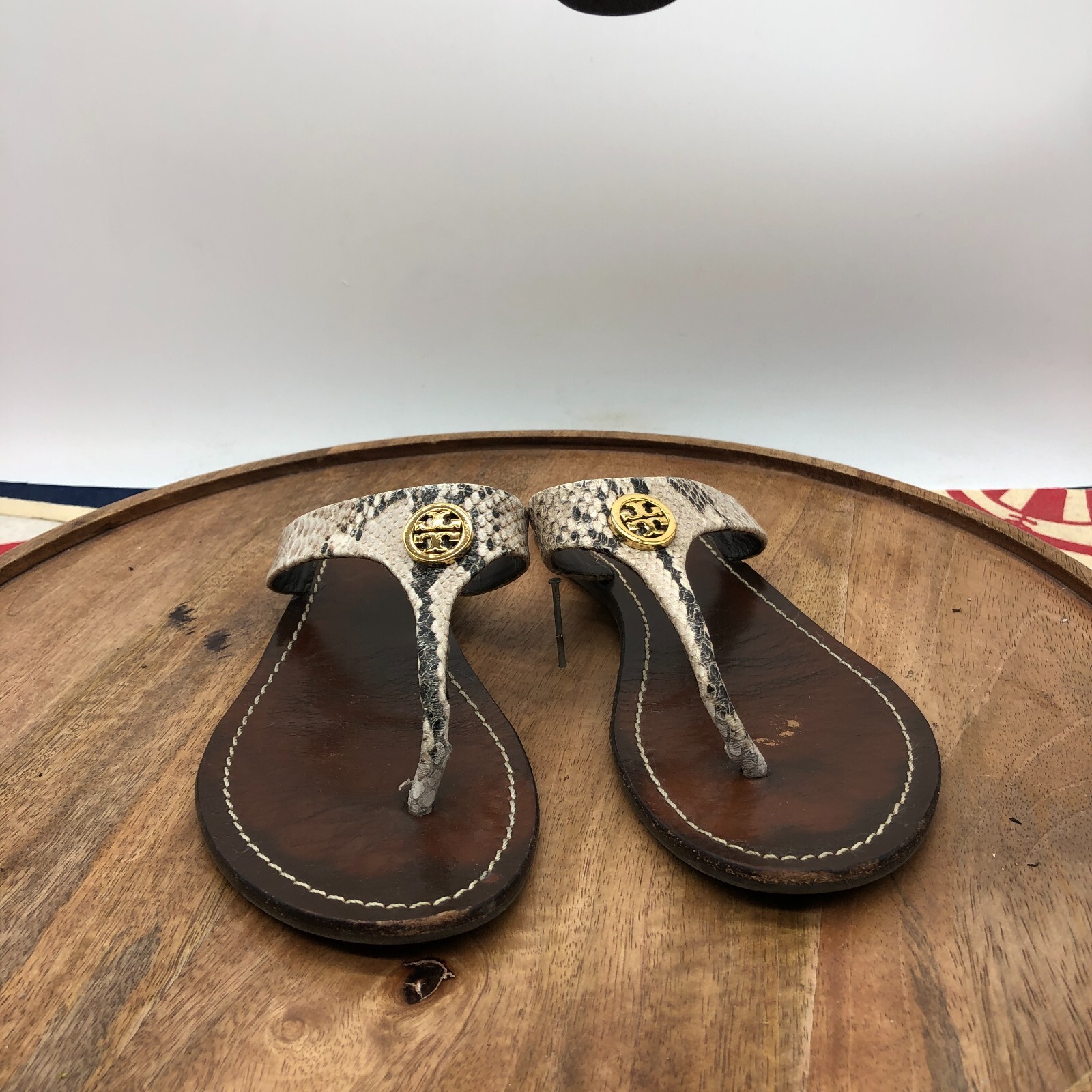 Tory Burch Womens Cameron Python Leather Gold Fli… - image 2