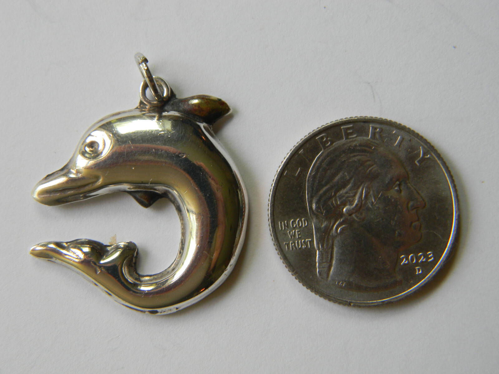 Dolphin Solid Sterling Silver Pendant Quality Han… - image 2