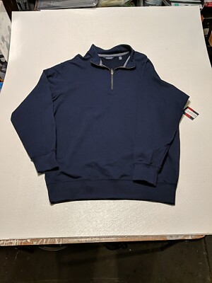 Roundtree & Yorke Trademark Men's Pullover Sweater 1/4 Zip XLT Tall Man Blue NWT