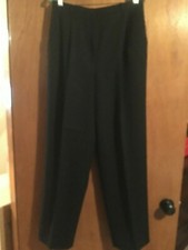 Liz Claiborne Pleated Gabardine Weave Wool Dress Pants Fully Lined Size 12 Black