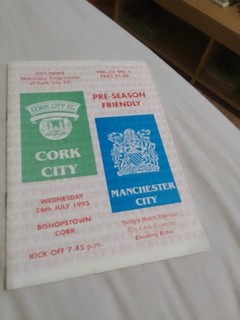 Cork City v Manchester City 26/07/1995 PROGRAMME FRIENDLY