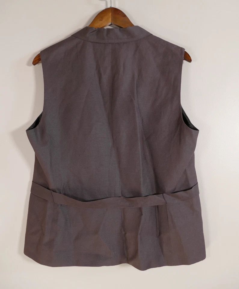 VTG Talbots Womens Silk Linen Blend Vest Size 14 Brown Preppy Academia Old Money - Image 3 of 4