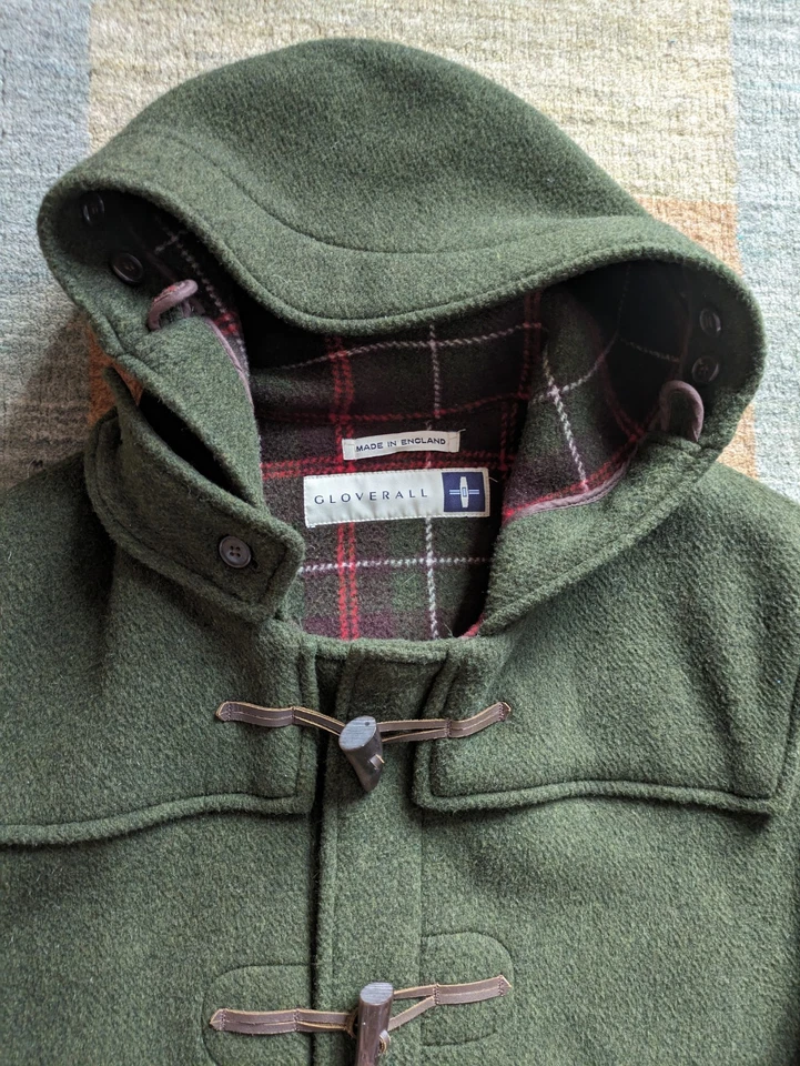 Men's Vintage English Designer GLOVERALL Orignal UK 46, XL-XXL Duffle Coat Green - Image 3 of 4