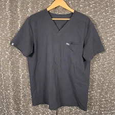 Figs Leon Three-Pocket Scrub Top Gray Technical Collection FM1500 Men's Small