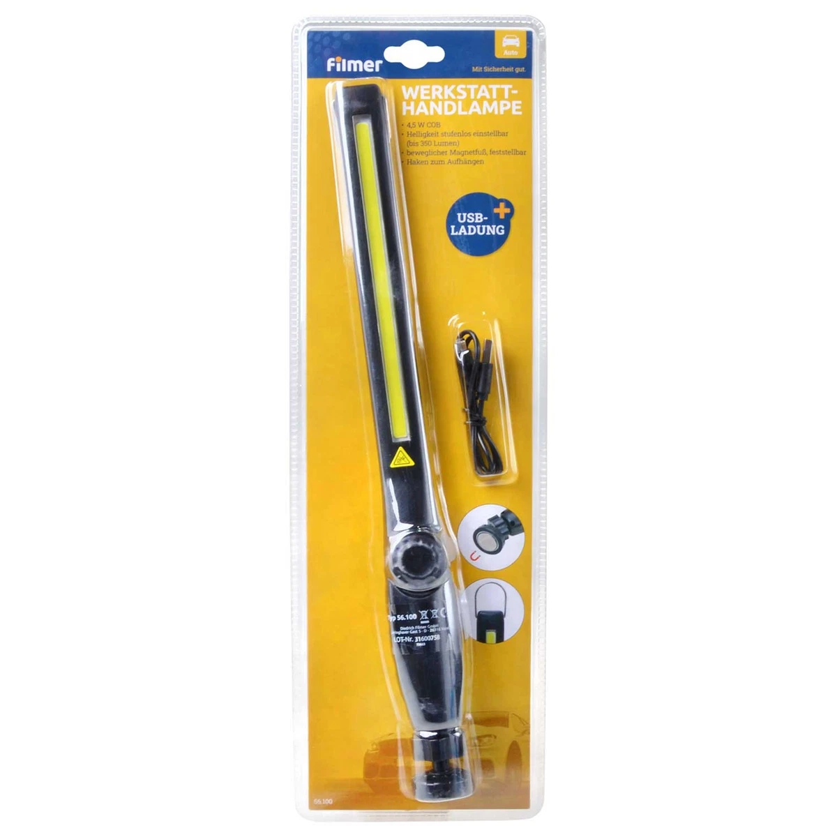 Filmer COB LED Linterna de Trabajo USB Recargable para Coche Taller