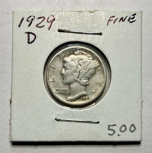 1929-D Mercury Dime 10C SILVER - Fine (F)