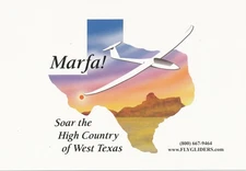TX Marfa Soar the High Country of West Texas Fly Gliders - 4x6 chrome Postcard