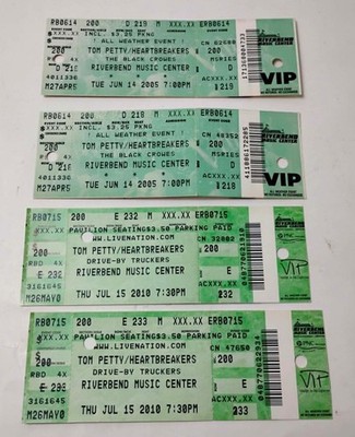 TOM PETTY & THE HEARTBREAKERS 4 TICKET STUB LOT WITH GREATEST HITS CD
