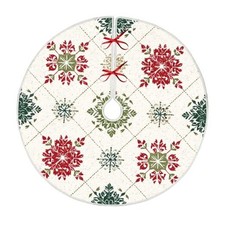 Christmas Tree Skirt 47.2 Inch Red Green and Gold Floral Pattern Colorful887