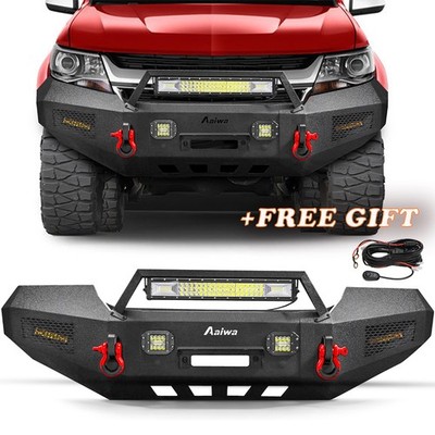 For 2015-2022 Chevy Colorado Steel Front Bumper With Winch Plate & Lights & Wire