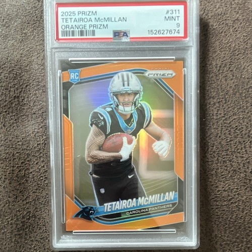 2025 Panini Prizm Rookies Tetairoa McMillan #311 Orange Prizm /249 RC PSA 9