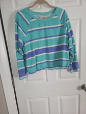 WILDFOX Sweatshirt Striped Boxy Pullover Crewneck Long Sleeve Lounge Top Large