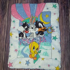 Manta reversible para bebé Warner Bros Looney Tunes 1993 vintage Gerber Bugs Bunny