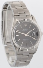 Rolex Oyster Perpetual Date 34mm BLACK Stainless Steel Oyster NO-HOLES 15210 4