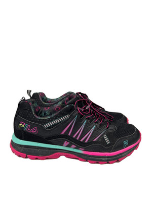 Fila Women's Black/Pink Evergrand Lace Up TR Trail Running Shoes - 8.5