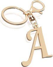 Cute StainlSteel Gold Initial Letter Keychain for Women Girl