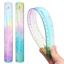 Flexible Ruler for Kids 12 Inch Soft Bendable School Measurement 2 Pcs
