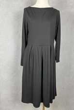 24seven Women's Black Long Sleeve Fit & Flare Pleated Midi Dress Large NWT's