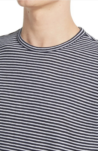 Vince Men's Linen & Cotton Stripe T-Shirt in Blue, Size XL New - Picture 2 of 5