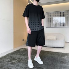 Men Summer Outfit 2-Piece Set Short Sleeve T-Shirt and Shorts Sweatsuit Set