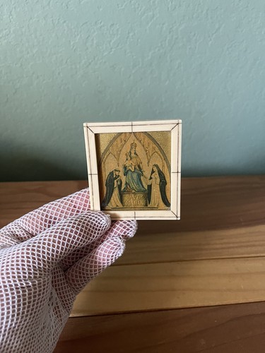 Ave Maria Picture Religious Art Mary, Baby Jesus, St Joseph, St Anne 2.5x2.5” - Picture 3 of 6