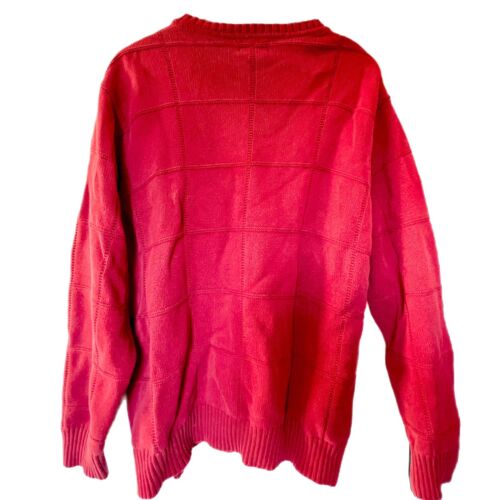 Alexander Julian Colours Mens Sweater XL Red Grid Pattern Vintage Retro 80s - Picture 2 of 3