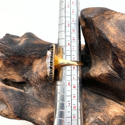 Anillo camafeo vintage de oro de 14K con granates (talla 5) (R29G) - Imagen 9 de 9